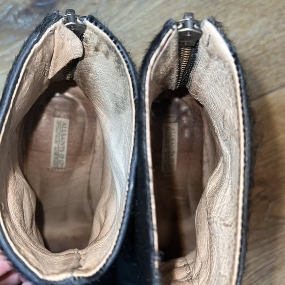 All Saints Black Hessian Pony Hair Two Tone Ankle Boots Size 36/6 - Picture 7 of 8